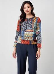 Pull coupe cintrée manches longues bleu GEVANA femme