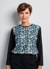 T-shirt imprimé fantaisie manches longues bleu TELMAIL femme
