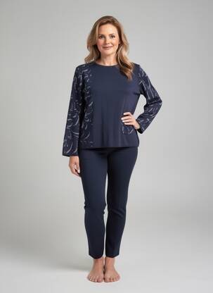 Pull coupe cintrée manches longues bleu ELEANE femme