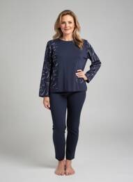 Pull coupe cintrée manches longues bleu ELEANE femme