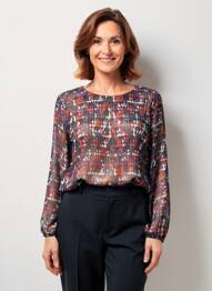 Blouse légère et transparente manches longues noir GRIFFON femme