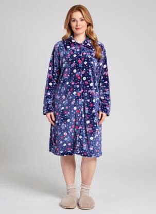 Robe de chambre col chemisier bleu MASSANA femme