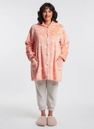 Robe de chambre col chemisier orange MASSANA femme