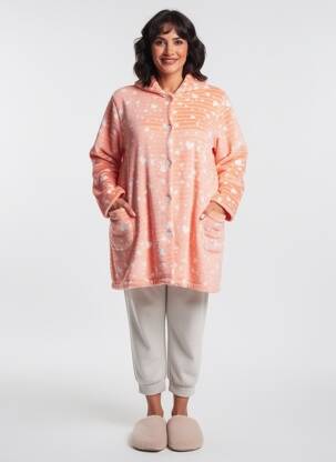 Robe de chambre col chemisier orange MASSANA femme