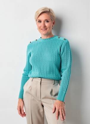 Pull stretch manches longues bleu I.ODENA femme