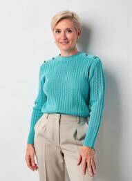 Pull stretch manches longues bleu I.ODENA femme