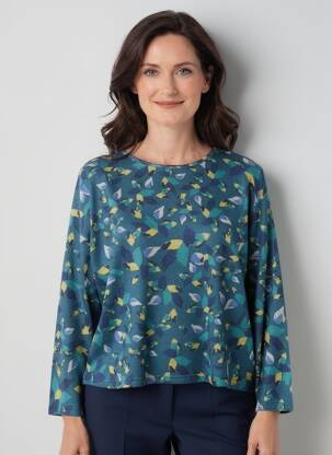 Pull coupe cintrée manches longues bleu GRIFFON femme