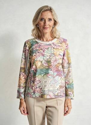 Pull coupe cintrée manches longues beige GEVANA femme