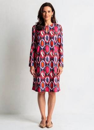 Robe courte manches longues manches longues rose GEVANA femme