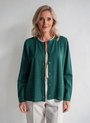 Gilet manches longues col rond vert GRIFFON femme