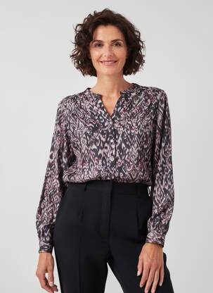 Chemisier imprimé fantaisie manches longues noir JENSEN femme