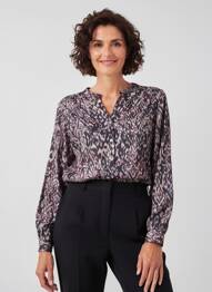 Chemisier imprimé fantaisie manches longues noir JENSEN femme