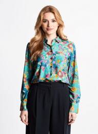 Chemisier imprimé fleurs manches longues bleu AGATHE & LOUISE femme