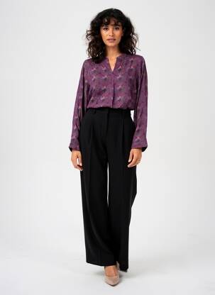 Chemisier tissage popeline manches longues violet AGATHE & LOUISE femme