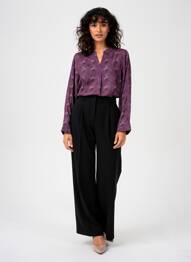 Chemisier tissage popeline manches longues violet AGATHE & LOUISE femme