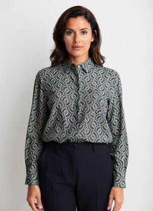 Chemisier tissage crêpe manches longues vert IT HIPPIE femme