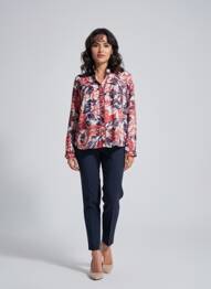 Chemisier col mao manches longues rouge AGATHE & LOUISE femme