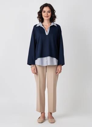 Tunique manches longues col chemisier bleu SEASON femme