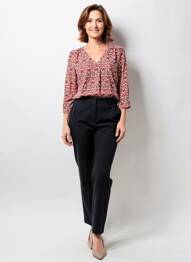 Top tissage crêpe manches 3/4 rouge JULIE GUERLANDE femme