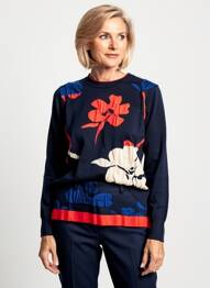 Pull coupe cintrée manches longues bleu SCORZZO femme
