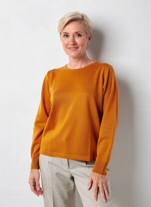 Pull coupe cintrée manches longues orange QUATRE VINGT JOURS femme