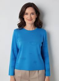 Pull coupe cintrée manches longues bleu I.ODENA femme
