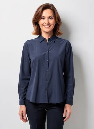 Chemisier coupe cintrée manches longues bleu CISO femme