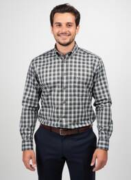Chemise manches longues imprimé écossais bleu JUPITER homme
