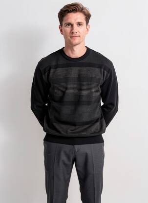 Pull stretch manches longues noir I.ODENA homme
