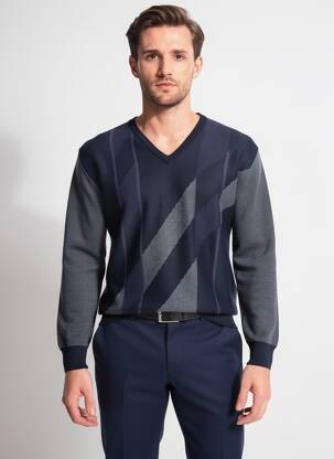 Pull col v manches longues noir I.ODENA homme