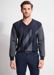 Pull col v manches longues noir I.ODENA homme