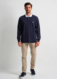 Polo manches longues manches longues bleu CAMBRIDGE homme