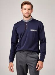 Polo manches longues manches longues bleu CAMBRIDGE homme