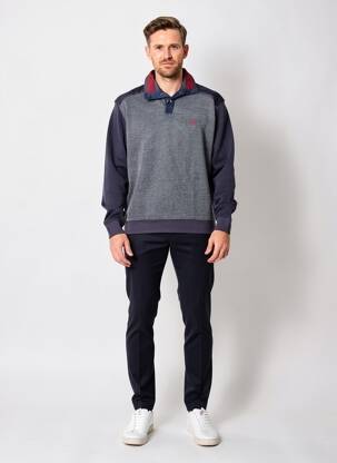 Sweat-shirt col camionneur manches longues bleu EASYLINE homme