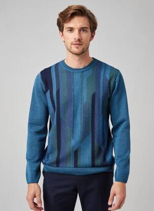 Pull stretch manches longues bleu RHODAMEL homme