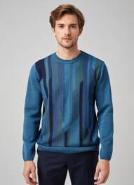 Pull stretch manches longues bleu RHODAMEL homme