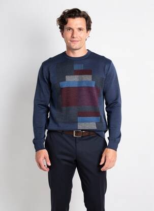 Pull stretch manches longues bleu RHODAMEL homme