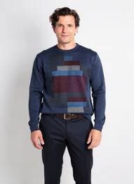 Pull stretch manches longues bleu RHODAMEL homme