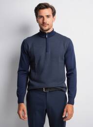 Pull col col montant manches longues bleu EMBLEMATIC homme