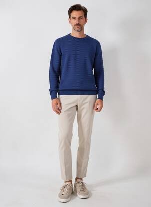 Pull stretch manches longues bleu RHODAMEL homme
