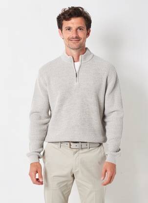 Pull stretch manches longues gris RHODAMEL homme