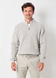 Pull stretch manches longues gris RHODAMEL homme