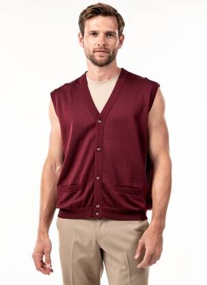 Gilet sans manche fermeture boutonnée sur le devant rouge RHODAMEL homme