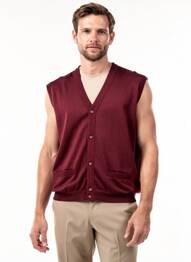 Gilet sans manche fermeture boutonnée sur le devant rouge RHODAMEL homme