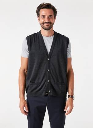 Gilet sans manche fermeture boutonnée sur le devant gris RHODAMEL homme