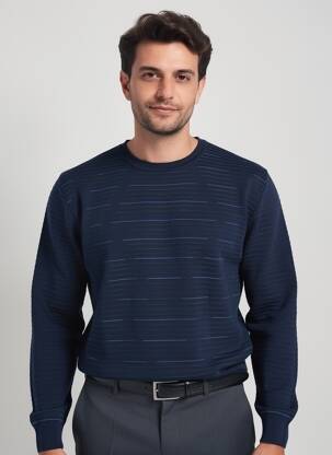 Pull stretch manches longues bleu RHODAMEL homme