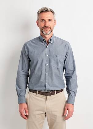 Chemise manches longues coupe cintrée bleu 2GALGOS homme