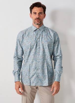 Chemise manches longues imprimé fantaisie bleu CAMBRIDGE homme