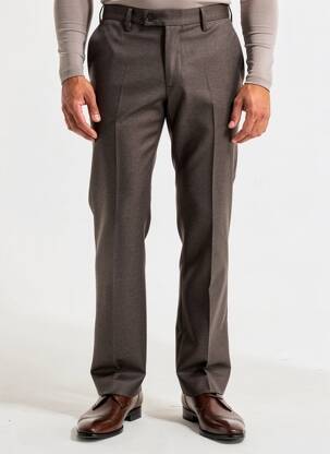 Pantalon droit taille à pinces taille normale marron PIERRE D'ARLANC homme