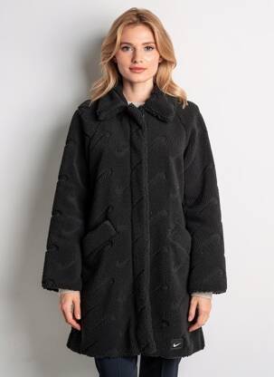 Manteau long manches longues sans capuche noir NIKE femme